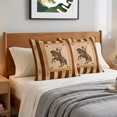 thumbnail image 6 of Western Cowboy Pillow Covers 16x16 Set of 2, Farmhouse Modern Rustic Red Brown Stripe Throw Pillow Covers Decorative Couch Cushion Cover, Microfiber Soft Pillowcases for Bedroom Living Room Sofa, 6 of 9