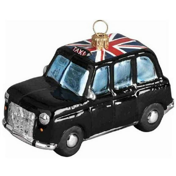 London Taxi Cab Polish Glass Christmas Ornament