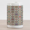 thumbnail image 2 of Moroccan Ceramic Toothbrush Holder, Colorful Azulejo Pattern Portuguese Ornamental Abstract Floral Arrangements Leaves, Decorative Versatile Countertop for Bathroom, 4.5" X 2.7", Multicolor, 2 of 4