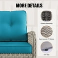 thumbnail image 6 of 15-Piece Outdoor Patio Furniture Set with Rocking Swivel Chair, Wicker Rattan Sectional Sofa Conversation Set with Tempered Glass Table with Ottomans, Backyard Furniture,Turquoise, 6 of 8