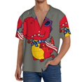 thumbnail image 3 of KLL Dinosaur Super Hero Cartoon Print Men's Shirt Short Sleeve Button Down Summer Cuba Beach Shirts- 3X-Large, 3 of 7