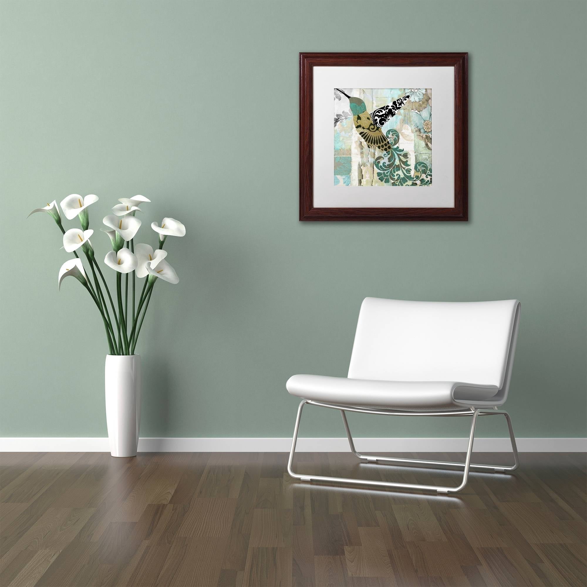 Trademark Fine Art "Hummingbird Batik II" Canvas Art by Color Bakery White Matte, Wood Frame