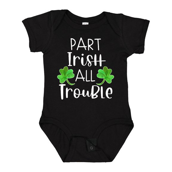 Inktastic Part Irish All Trouble St. Patrick's Day with Green Clovers Boys or Girls Baby Bodysuit