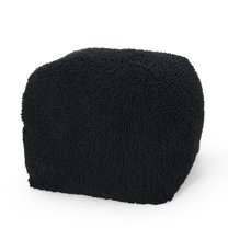 GDF Studio Statham Modern Microfiber Chenille Square Pouf, Charcoal