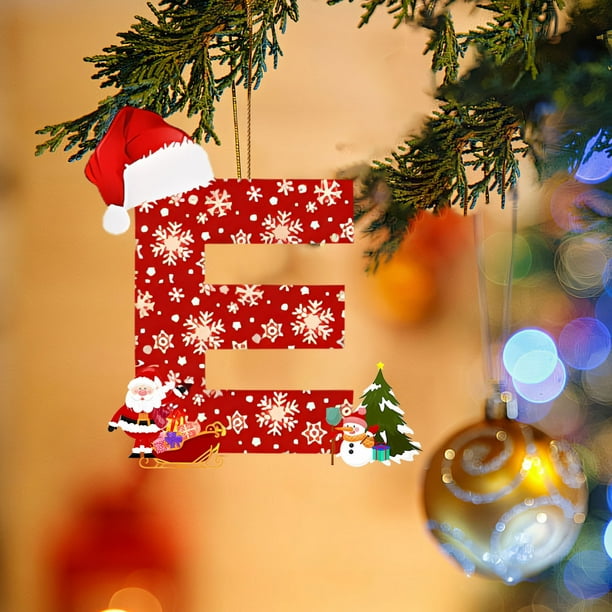 Adornos colgantes, colgante, colgante de decoración, llavero, colgante de decoración de árbol de Navidad de 26 letras, decoración navideña personalizada de bricolaje, decoración colgante para árbol de