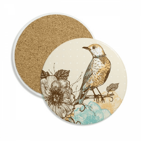 

Colorful Pencil Birds Flowes Coaster Cup Mug Tabletop Protection Absorbent Stone