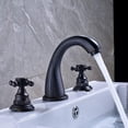 thumbnail image 4 of Vintage Bathroom Faucet, Hot and Cold Water Faucet, Brass Bathroom Faucet, 2 Handle Bathroom Faucet, Faucet for Bathroom Sink 3 Hole, Cross Handle Bathroom Faucet, Black, 4 of 7