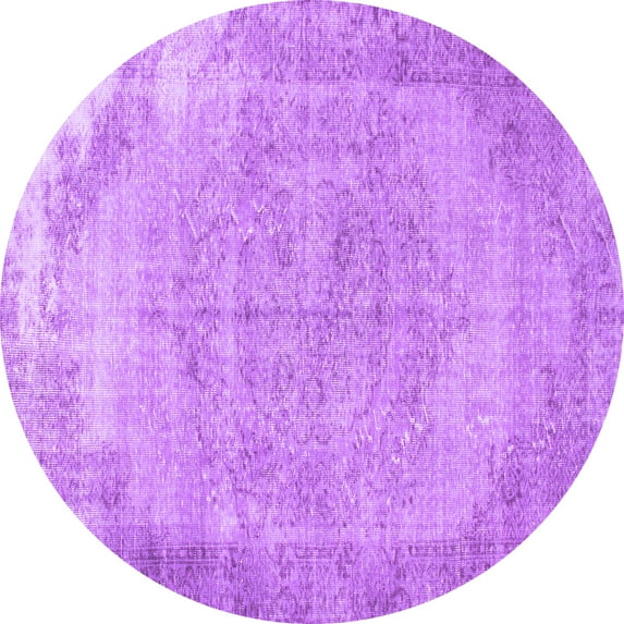 Ahgly Company Indoor Round Abstract Purple Contemporary Area Rugs, 5' Round