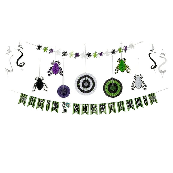 Beetlejuice Party It’s Showtime Multicolor Hanging Decorations Kit - 16 pieces