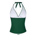 thumbnail image 3 of Hilor Womens Plunging V Neck Halter Bathing Suit Tops Shirred Tankini Top, 3 of 6