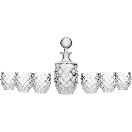 Morris Collection Modern Crystal Hand-Crafted Decorative Whiskey Set of 1+6