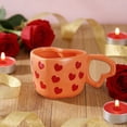 thumbnail image 4 of Heart Coffee Mug - 12 oz Ceramics Mugs with Colorful Hearts, Holiday,Valentineâs Gift for Loved Ones(Orange), 4 of 5