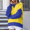 thumbnail image 5 of Women Color Block Pullover V Notch Crew Neck Sweatshirt Raglan Long Sleeve Sweatshirts Contrast Side Pocket 2XL, 5 of 6