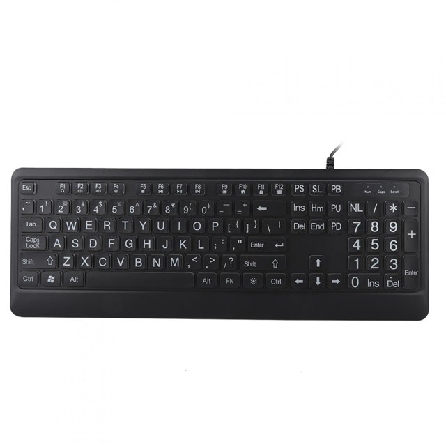 Multimedia Keyboard, USB Keyboard, Black Ergonomic For Old Man Older People