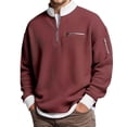 thumbnail image 3 of Quarter Zip Pullover Men 2026 Fall Winter Long Sleeve Casual Stand Collar Waffle Knit Sweaters Mens Pullover Top, 3 of 5