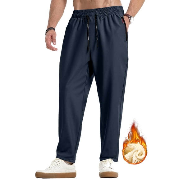 Mens Fleece Sweatpants with Pocket Relaxed Fit Elastic Waist Drawstring Casual Jogger Pants