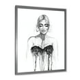thumbnail image 2 of Designart 'Black and White Portrait of Woman Wearing Evening Dress' Modern Framed Art Print, 2 of 4