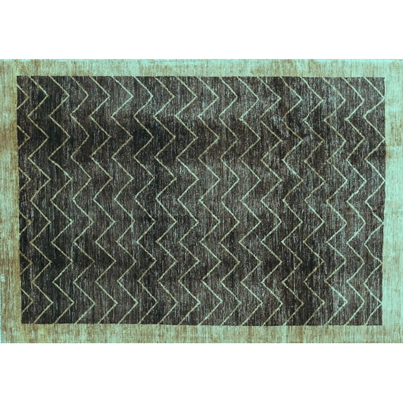 Ahgly Company Indoor Rectangle Abstract Light Blue Contemporary Area Rugs, 7' x 9'