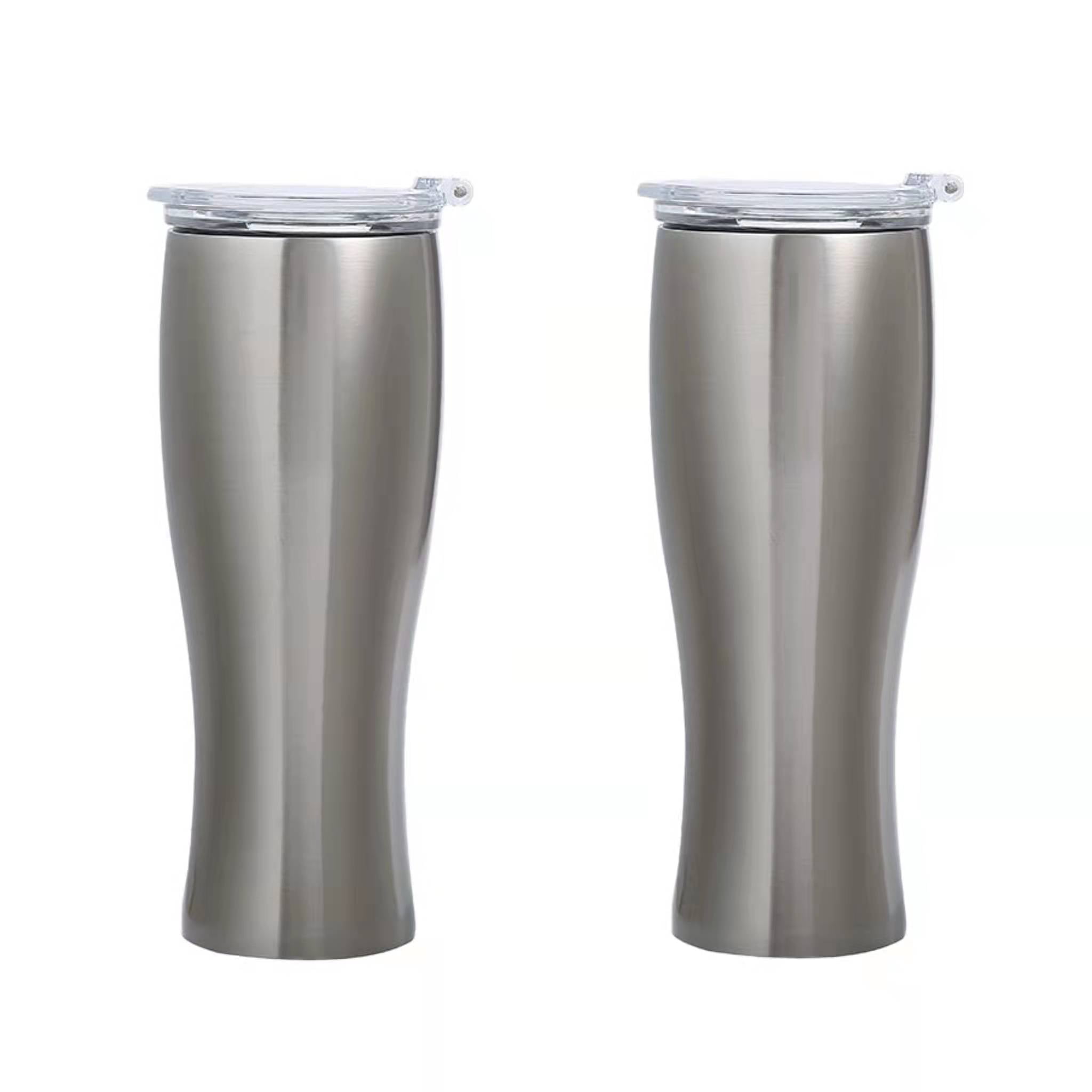 16oz 2pk Bar Pint Set W/ LId Gray Vacuum Insulate Sweat Proof Shatter Proof Cups