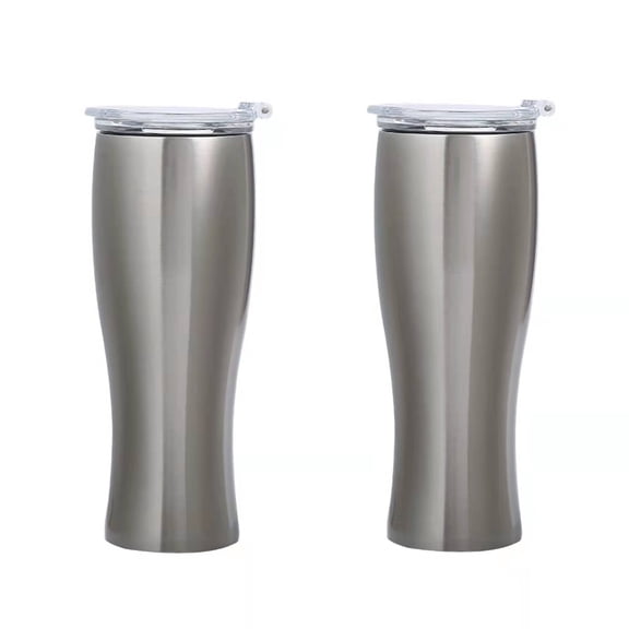 HDMY Stainless Steel Car Torch Mug - 2 Pack - Double Wall Vacuum Pint Stainless Cup - Premium Metal Cups to Keep Drinks Cold (or Hot) - With Lid, Sweat Free, Shatterproof