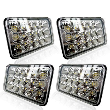 Western Star Truck Accessories 4Pcs Dot Approved 4x6 Inch LED Headlights Rectangular Replacement H4651 H4652 H4656 H4666 H6545 For Peterbil Kenworth T600 T600A Freightinger GMC Western Star Trucks ()