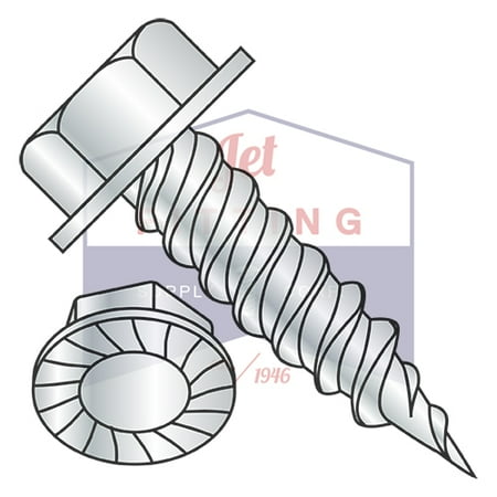 

8-15 x 1/2 Self-Piercing Screws | Unslotted Serrated Hex Washer Head | Steel | Zinc | Needle Point (1/4 AF) (Quantity: 10000)