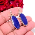 thumbnail image 2 of Natural Lapis Lazuli - Afghanistan 925 Sterling Silver Earring 1.76" E97415, Christmas Gift, 2 of 4