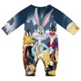 thumbnail image 2 of Looney Tunes Cartoons Baby Long Sleeve Footless, Infant Playsuit Romper Jumpsuits for Boys Girls, 2 of 8
