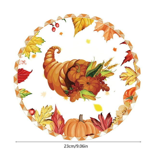 Fesfesfes Thanksgiving Dinnerware Set Disposable Paper Plates Paper Cups Paper Towels Turkey Maple Leaf Pumpkin Themed Tableware