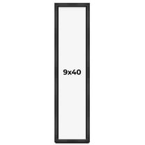 9x40 Frame Black Charcoal Grey Wood Textured Picture Frame | 0.75 Inch Moulding Width | Gunmetal