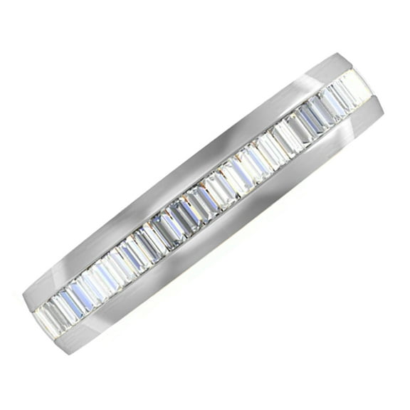 Dazzlingrock Collection 0.40 Carat (ctw) 14K Baguette Diamond Ladies Stackable Anniversary Wedding Band, White Gold, Size 7.5