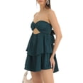 thumbnail image 3 of Coduop Women Strapless Tube Dress Tiered Backless Low Cut Twist Front Cutout Short Mini Dress, 3 of 4
