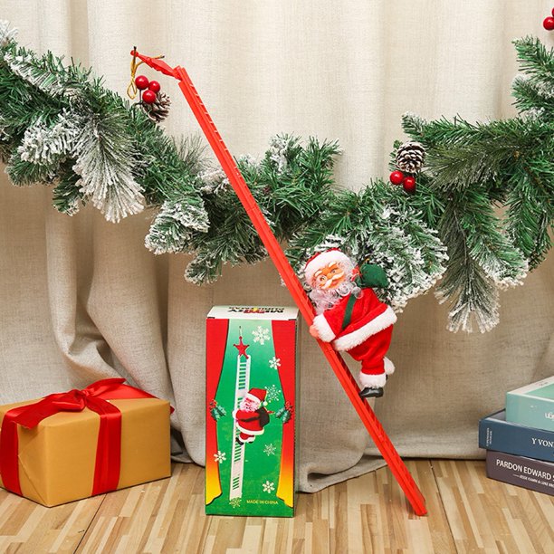 Christmas Decoration Ladder Santa Claus Climbing Beads Gift Decoration