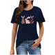 thumbnail image 1 of Mujeres Manga Corta de Verano Tops Pascua Impresa Cuello Redondo, Blusa de Moda Casual para la Primavera, 1 of 5
