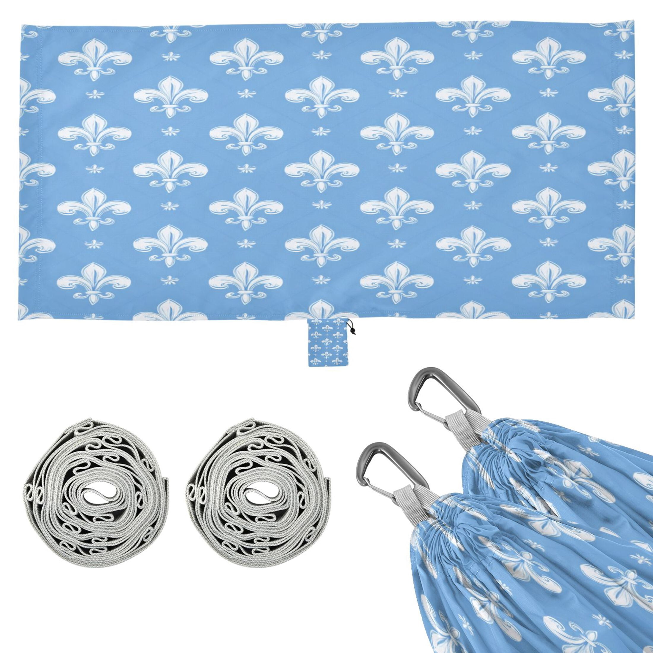 Hammock Camping Hammock Nylon Portable Hammock Travel Camping Hammock Fleur De Lis Sky Blue Motif