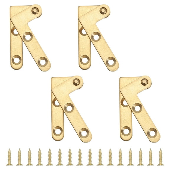 Uxcell 4 Pack Door Hinge, 1.9 Inch Pivot Hinges 360 Degree Rotatable Hidden Hinge Stainless Steel, with Screws, Gold