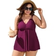 thumbnail image 1 of Charmo Womens Plus Size Tummy Control Swimsuit V Neck Tankini Bathing Suits Flowy Bathing Suits, 1 of 6
