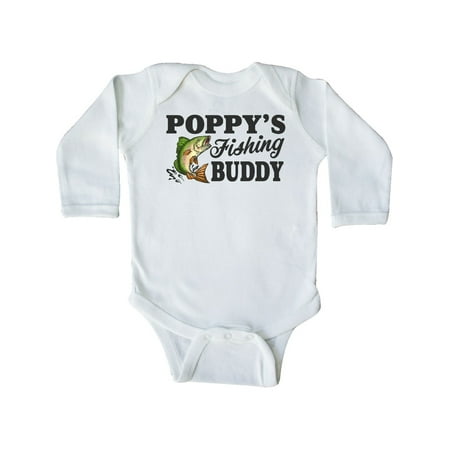 

Inktastic Poppy s Fishing Buddy Gift Baby Boy Long Sleeve Bodysuit