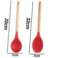 thumbnail image 2 of Los utensilios de cocina antiadherentes del silicón fijaron con la manija de madera dura natural del acacia, 2 pedazos, sin BPA, 2 of 5