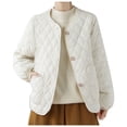 thumbnail image 3 of DHFJKG Women's Thickened Quilted Jacket Solid Color Long Sleeve Crewneck Button Up Outwear Casual Coat With Large Pockets Elegant Soft Outerwear, 3 of 8