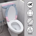 thumbnail image 4 of HELLHERO Denim Stripes 2 Pcs Set Round Toilet Lid Dust Cover Universal Elastic Fabric, Fits All Toilet Shapes, Modern Bathrooms, 4 of 7