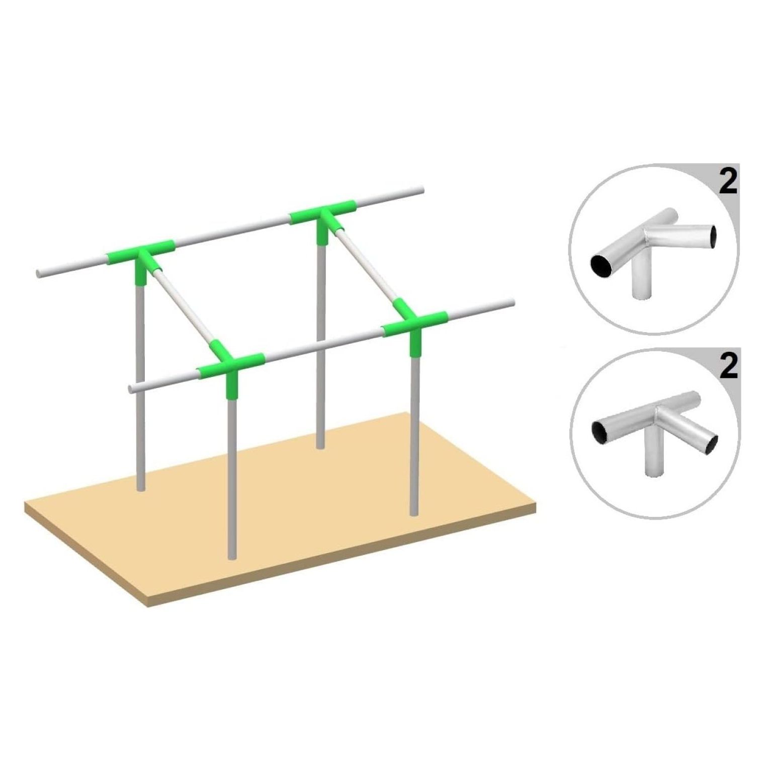 GoodsZone Canopy Fittings 1-3/8" Slant roof Carport Deck Shed Frame Connectors 16 Gauge Galvanized Steel 4/Pack, Without Poles (Center Section)