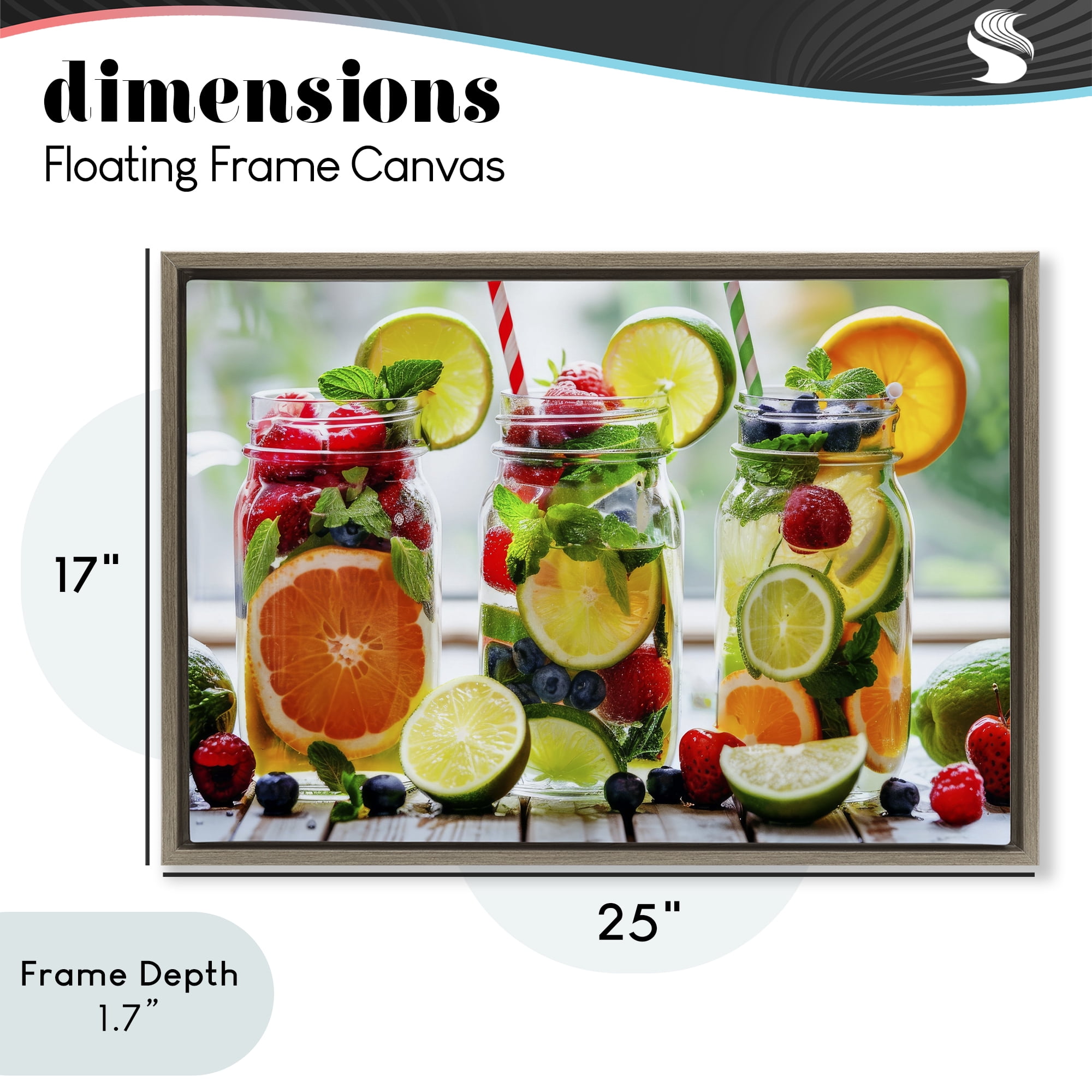 Stupell Industries Vibrant Citrus & Berry Infusion Brown Framed Floater Canvas Wall Art, design by Lazar Studio