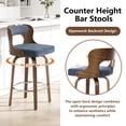 thumbnail image 5 of ClinQ 26 inch Swivel Bar Stools Set of 3, Counter Height Bar Chairs with Walnut Legs and Silver Ring Footrest, Upholstered Linen Fabric, Navy, 5 of 11