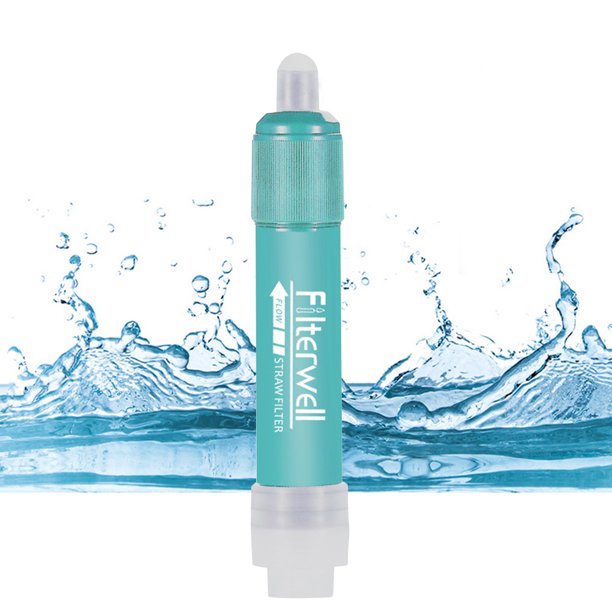 Filtro de agua de supervivencia para exteriores sistema de filtración de Ehuebsd agua de paja purificador de bebida para emergencia senderismo Camping