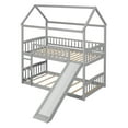 thumbnail image 3 of Aukfa Twin over Twin Bunk Bed with Slide, Floor Bunk Bed for Kids, Boys and Girls, House Top, Wooden - Gray, 3 of 8