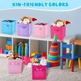 thumbnail image 4 of 12 Pcs Cube Storage Bin 11'' Storage Bins for Room Decor Colorful Bins Foldable Baskets for Nursery Organizer Boxes Fabric Boxes (Sky Blue, Purple, Pink, Rose), 4 of 14