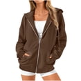 thumbnail image 1 of MeetoTime Veste Sweat à Manches Longues pour Femmes Automne Tendance Décontractée à Capuche Zippée avec Poches, 1 of 5