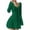 Green, variant on Ashyfjp Womens Dresses Casual Solid Color Ribbed V-Neck Flare Long Sleeve Mini Dress with Scalloped Hem, Trendy Slim Fit Daily Outfit, Size (S-XXL)