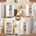 thumbnail image 6 of Metal Kitchen Pantry Storage Cabinet with 2 Doors and 3 Adjustable Shelves, White, 6 of 6